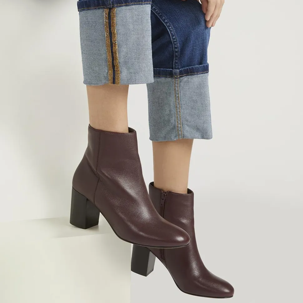 Neptune Heeled Ankle Boots - Burgundy
