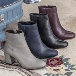 Neptune Heeled Ankle Boots - Burgundy