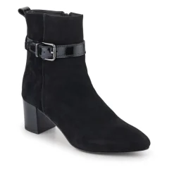 Nia Leather Buckle-Fasten Boots - Black Suede