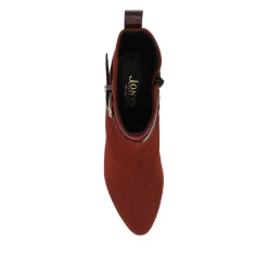 Nia Leather Buckle-Fasten Boots - Dark Red Suede