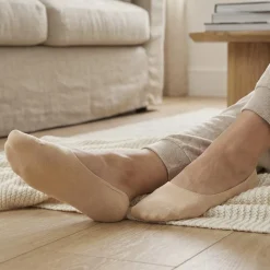 3 Pack Ladies Cotton Blend Invisible Socks - Nude