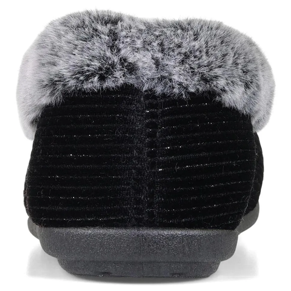 Padders Ladies Dual Fit Slippers 2E/3E - BLACK SPARKLE CORD