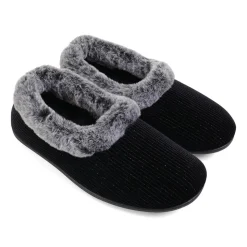 Padders Ladies Dual Fit Slippers 2E/3E - BLACK SPARKLE CORD