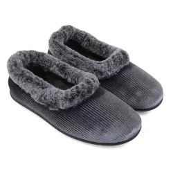 Padders Ladies Dual Fit Slippers 2E/3E - Grey Sparkle Cord