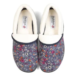 Padders Ladies Slippers 2E Fit DM Construction - Denim Floral Cord