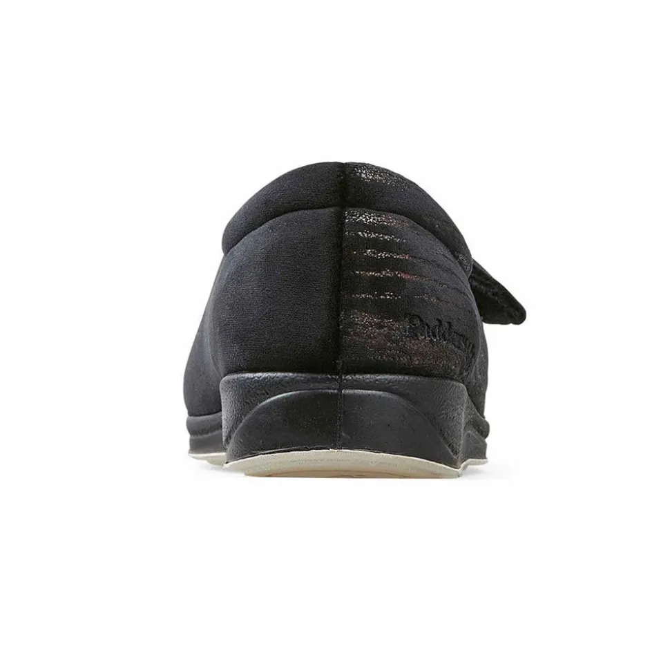 Padders Ladies Slippers 2E Fit Vulcanised - BLACK/MULTI