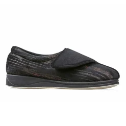 Padders Ladies Slippers 2E Fit Vulcanised - BLACK/MULTI