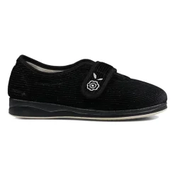 Padders Ladies Slippers 2E Fit Vulcanised - BLACK SPARKLE CORD