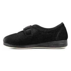 Padders Ladies Slippers 2E Fit Vulcanised - BLACK SPARKLE CORD