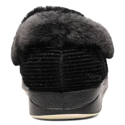 Padders Ladies Slippers 2E Fit Vulcanised - BLACK SPARKLE CORD