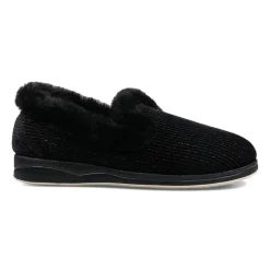 Padders Ladies Slippers 2E Fit Vulcanised - BLACK SPARKLE CORD
