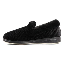Padders Ladies Slippers 2E Fit Vulcanised - BLACK SPARKLE CORD