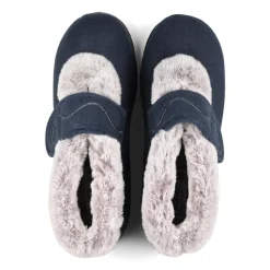 Padders Ladies Slippers 2E Fit Vulcanised - Navy