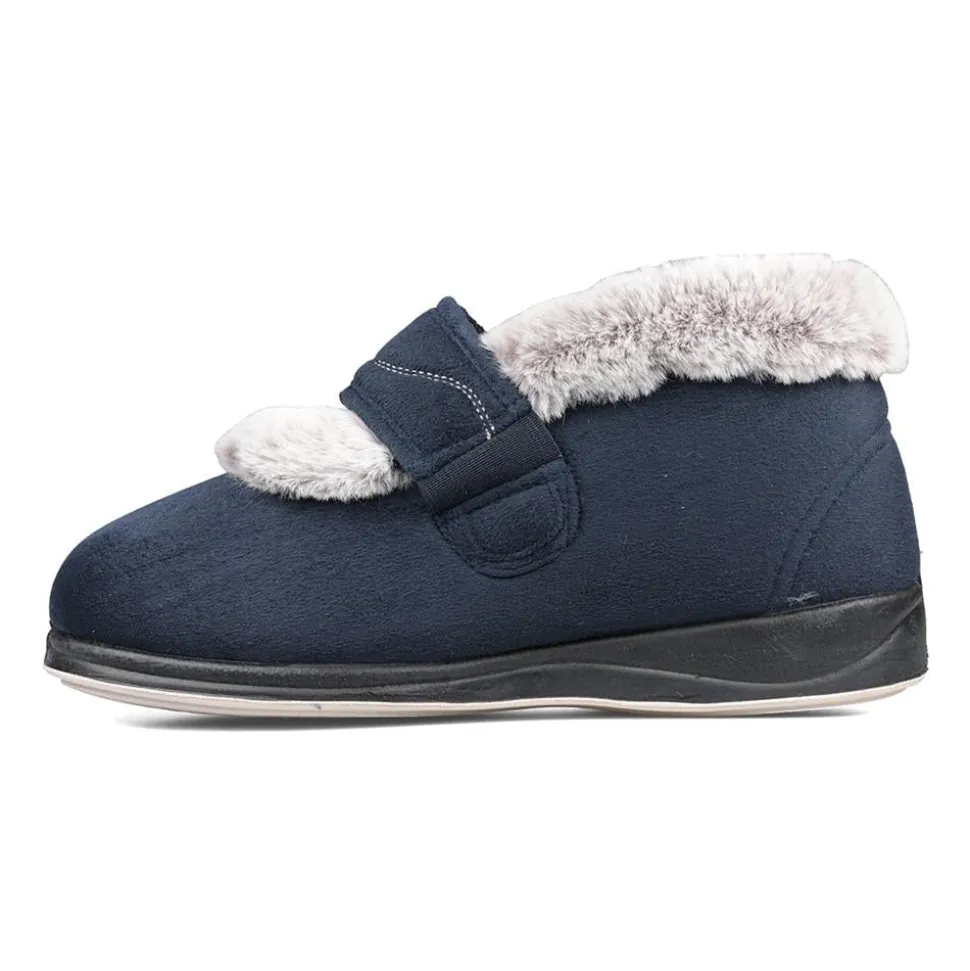 Padders Ladies Slippers 2E Fit Vulcanised - Navy