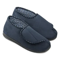Padders Ladies Slippers 2E Fit Vulcanised - Navy