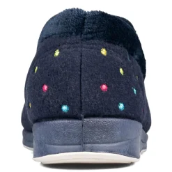 Padders Ladies Slippers 2E Fit Vulcanised - Navy Woven Spot