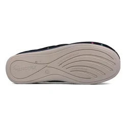Padders Ladies Slippers 2E Fit Vulcanised - Navy Woven Spot