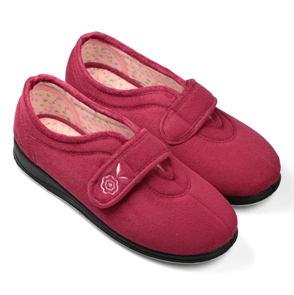 Padders Ladies Slippers 2E Fit Vulcanised - Rasp/Cerise