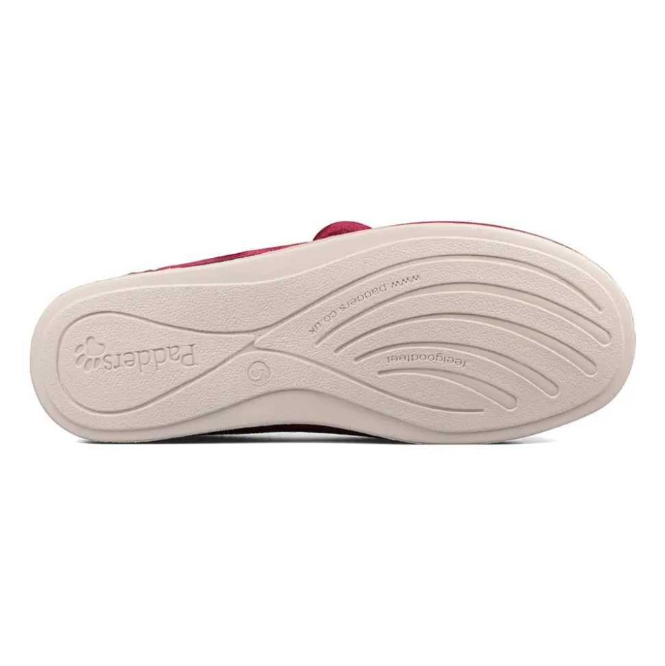 Padders Ladies Slippers 2E Fit Vulcanised - Rasp/Cerise