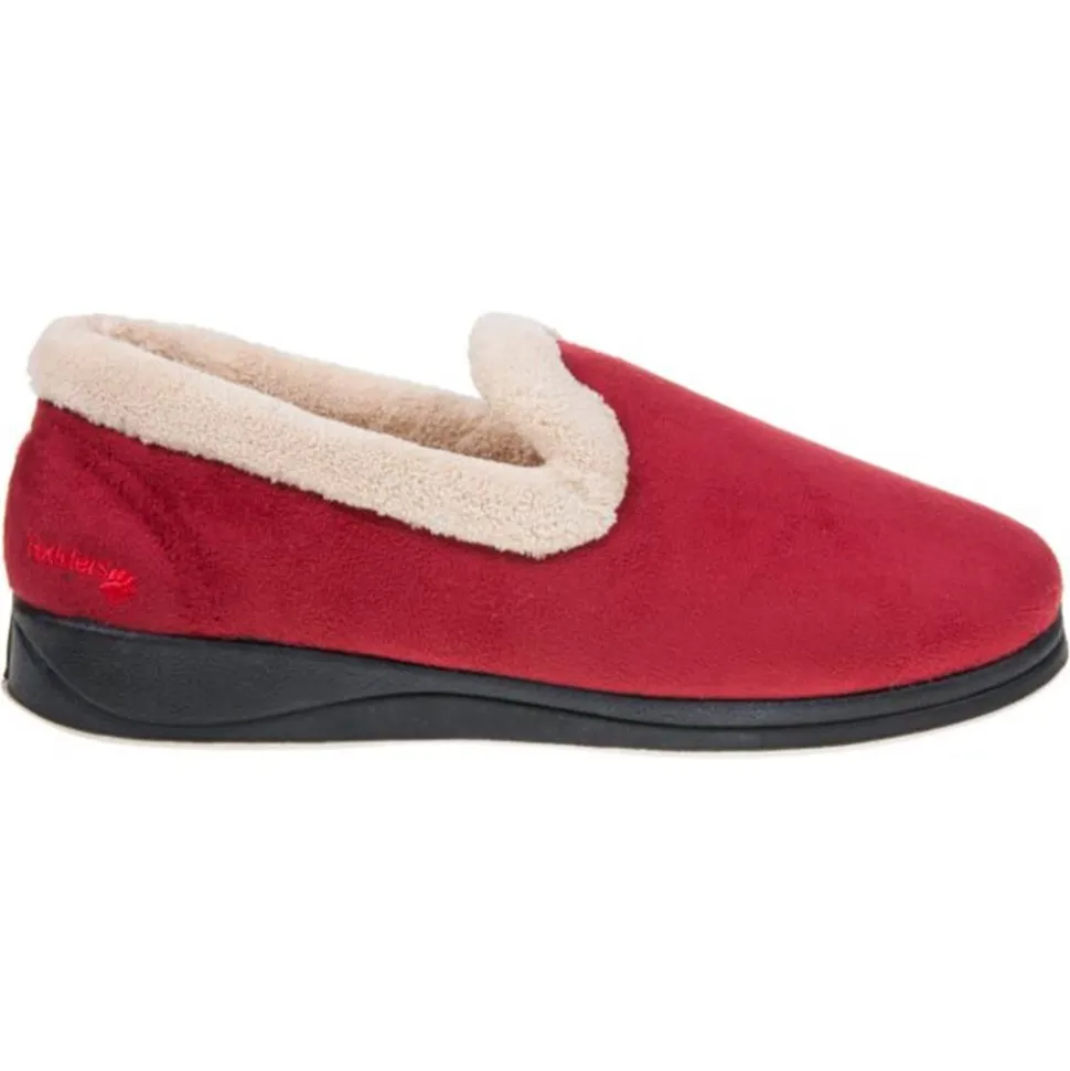 Padders Ladies Slippers 2E Fit Vulcanised - Red