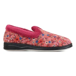 Padders Ladies Slippers 2E Fit Vulcanised - Rose Floral Cord