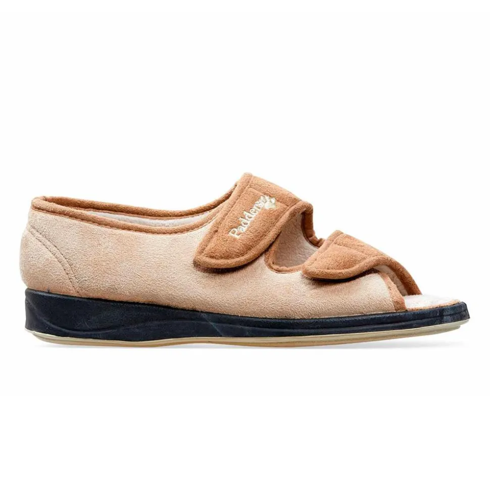 Padders + Ladies Slippers 2E Fit Vulcanised - Taupe