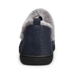 Padders Ladies Slippers 2E Side Stitched Washable - Navy Woven Spot