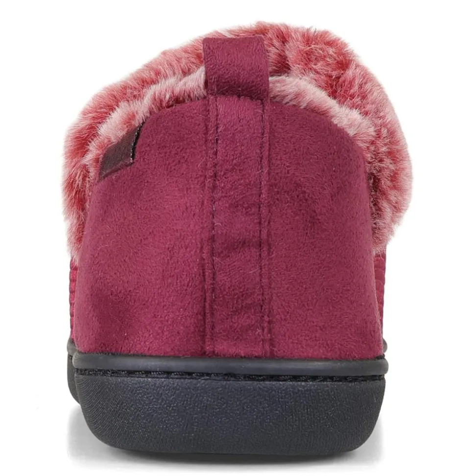 Padders Ladies Slippers 2E Side Stitched Washable - Winter Red Sparkle Cord