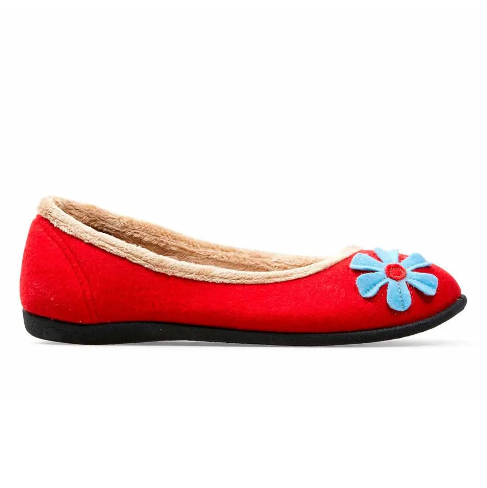 Padders Ladies Slippers - Red Combi