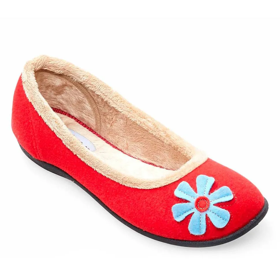 Padders Ladies Slippers - Red Combi