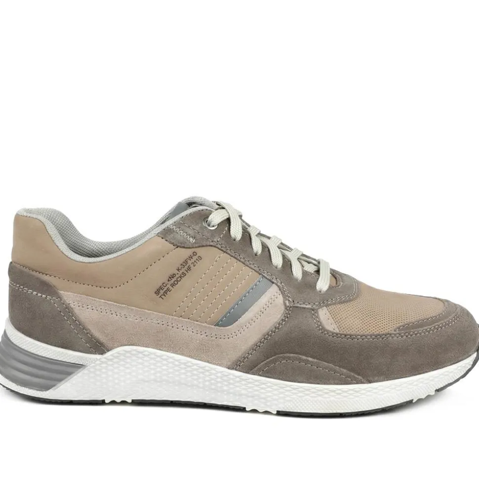 Padders Leather Lace Up Trainers - Sand