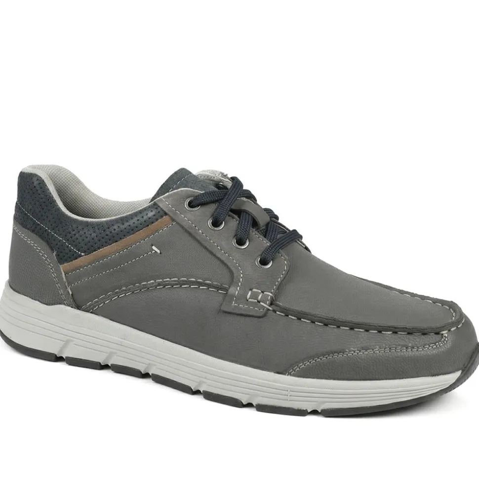 Padders Leather Rugged Casual Lace Up Shoes - Navy