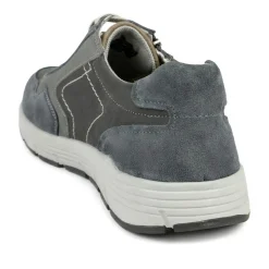 Padders Wide Fit Leather Zip & Lace Trainers - Navy