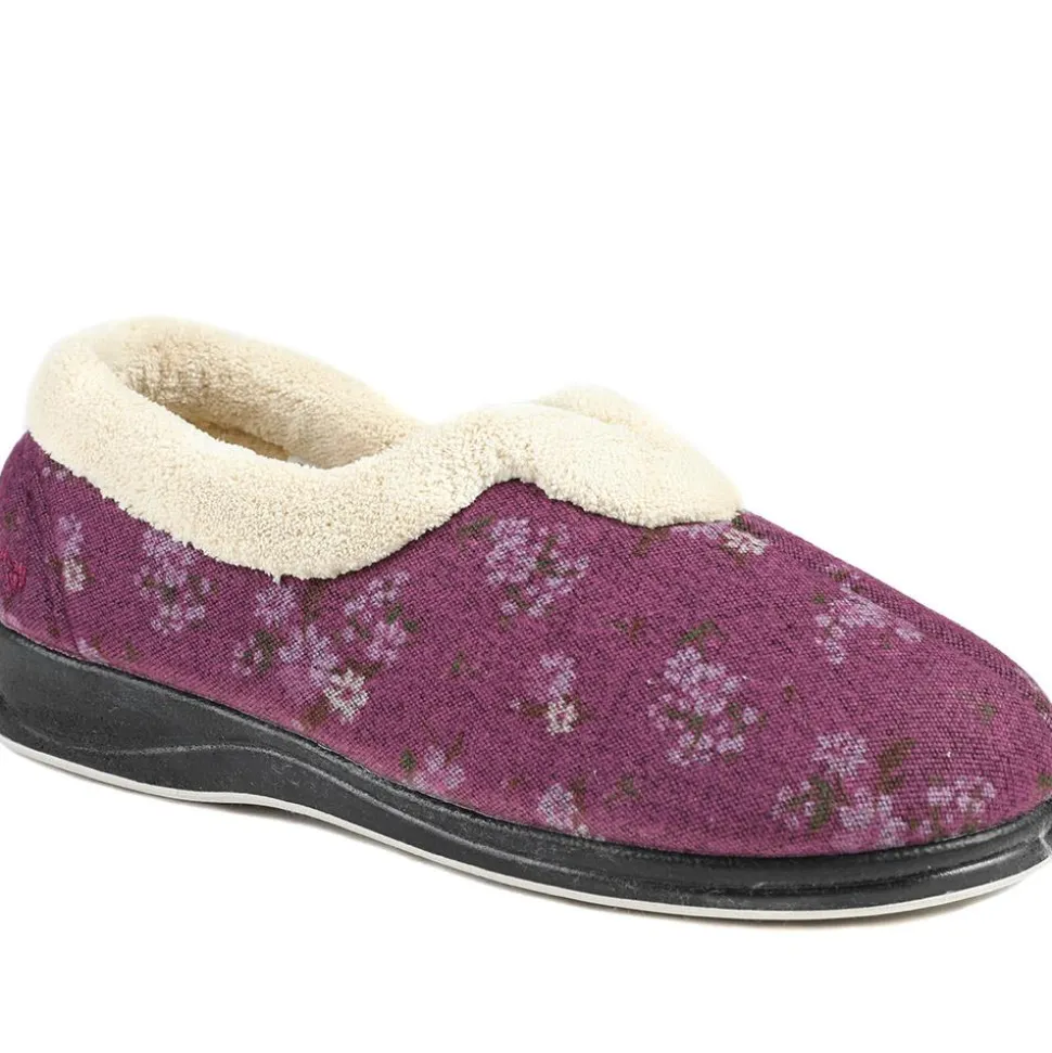 Padders Wide Fit Memory Foam Slippers - Purple