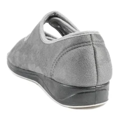 Padders Wide Fit Touch Fasten Slippers - Grey