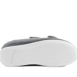 Padders Wide Fit Touch Fasten Slippers - Grey