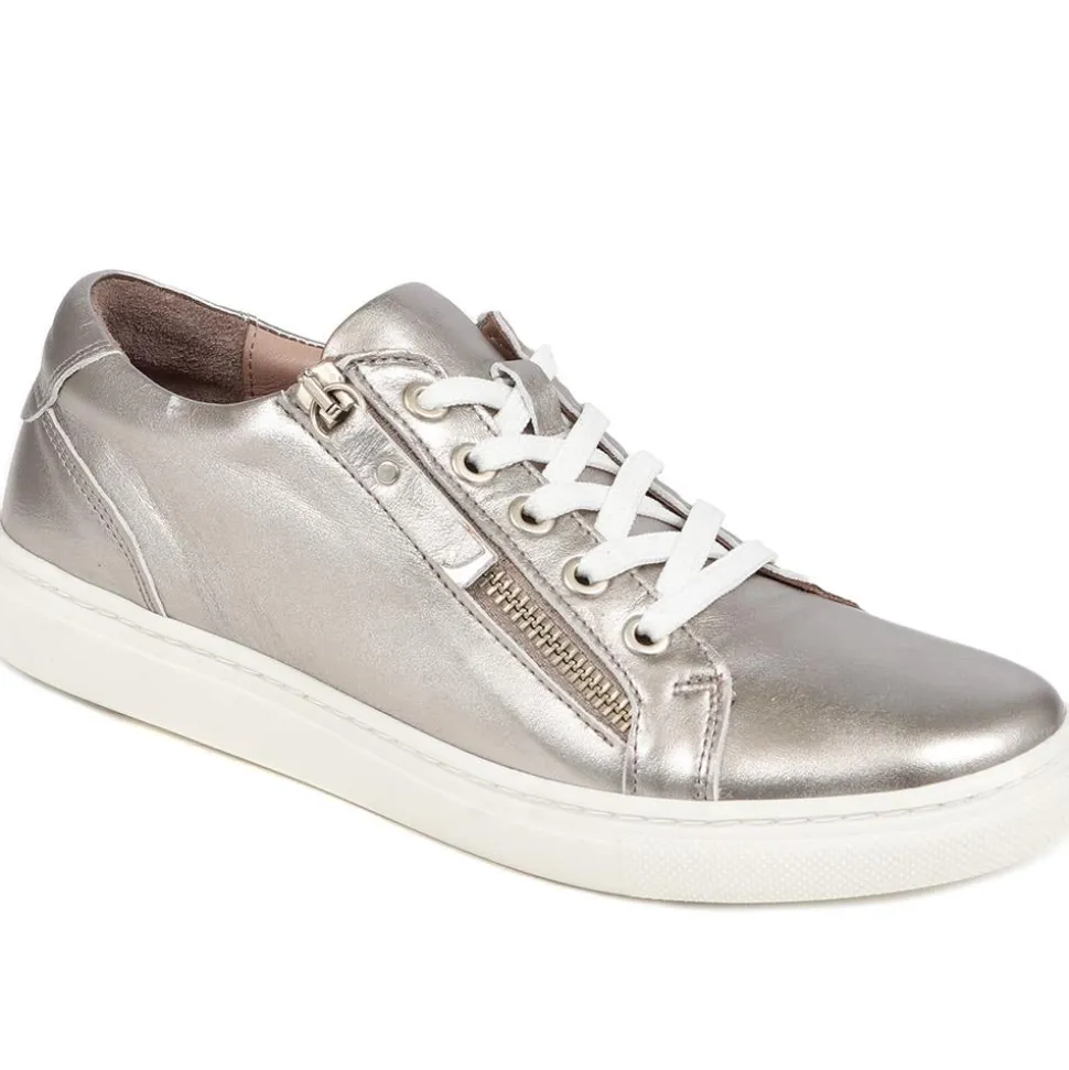 Padova2 Leather Lace-Up Trainers - Pewter