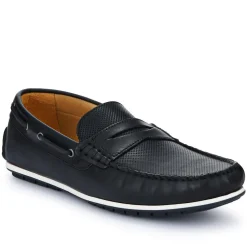 Parks Casual Leather Moccasins - Black