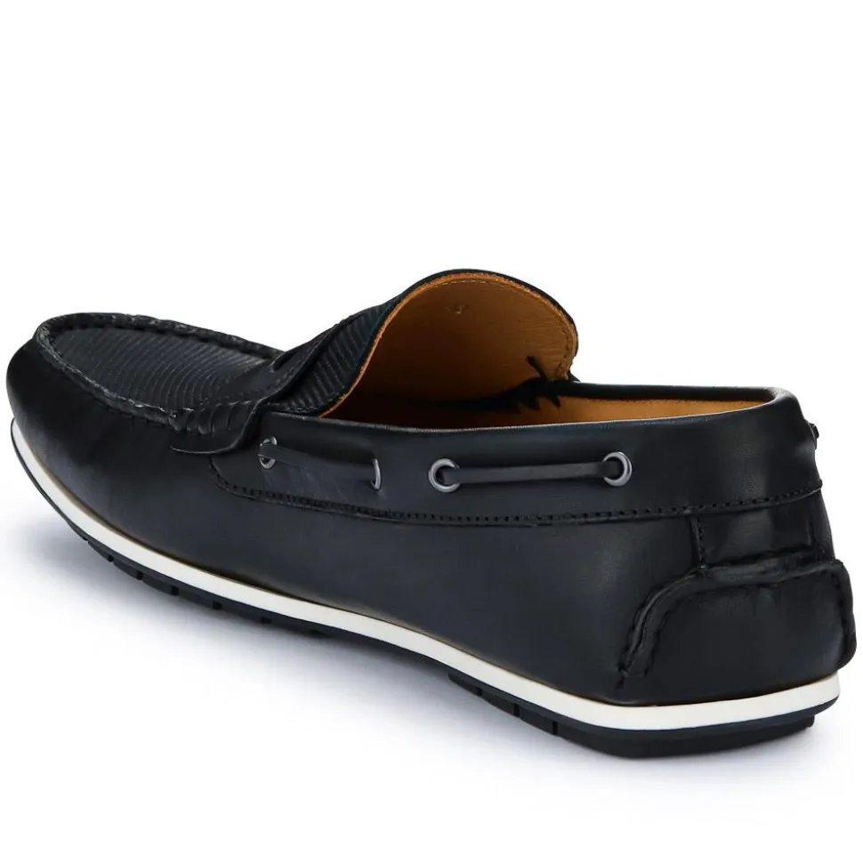 Parks Casual Leather Moccasins - Black