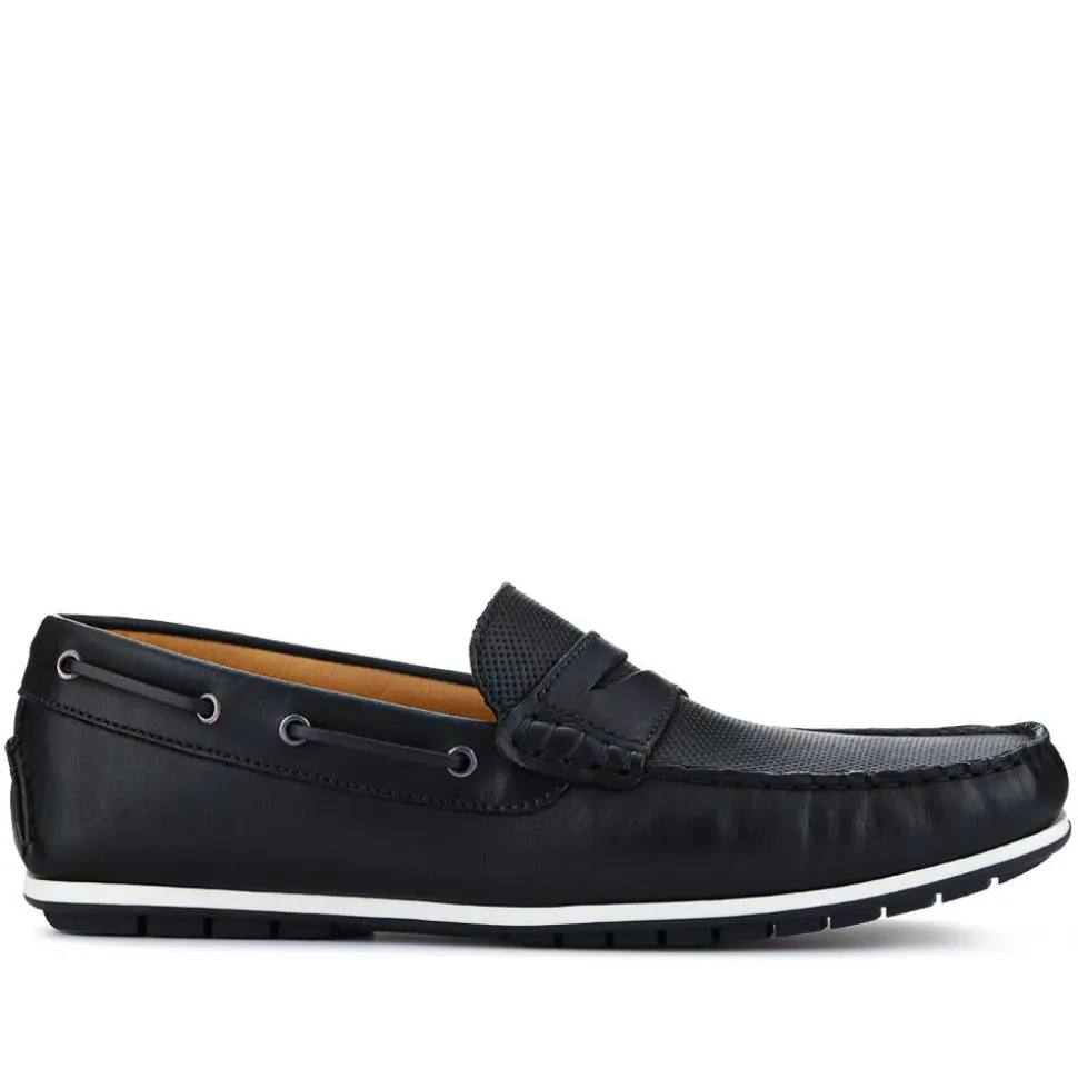 Parks Casual Leather Moccasins - Black