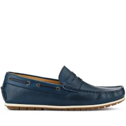 Parks Casual Leather Moccasins - Navy