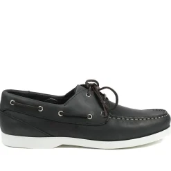 Parsons Wide Fit Leather Boat Shoes - Navy
