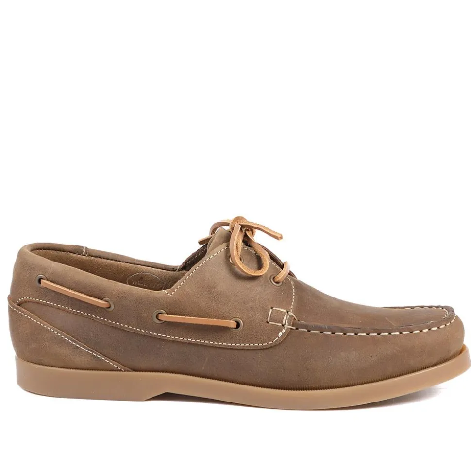 Parsons Wide Fit Leather Boat Shoes - Tobacco