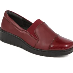 Patent Toe Slip-On Shoes - Burgundy