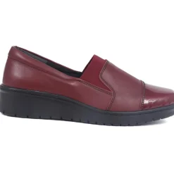 Patent Toe Slip-On Shoes - Burgundy