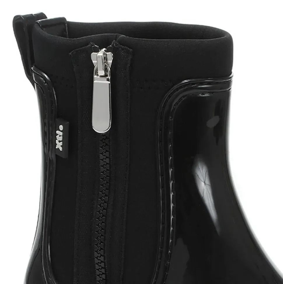 Patent Wellie Ankle Boot - Black