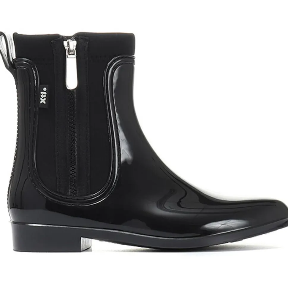 Patent Wellie Ankle Boot - Black