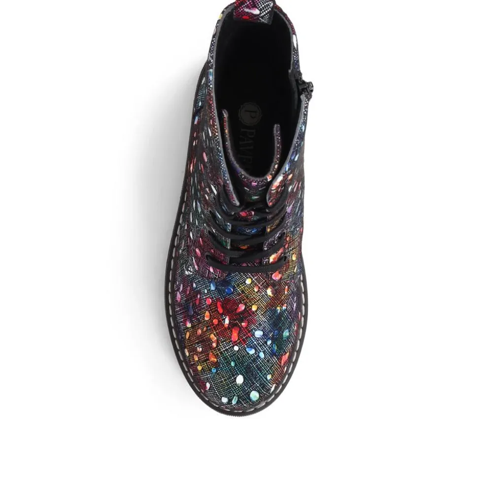 Patterned Lace-Up Boots - Multi