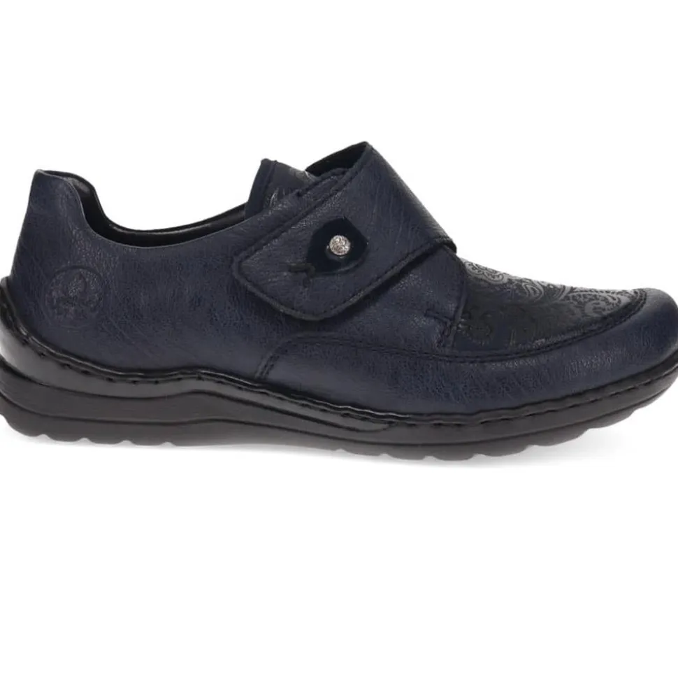 Patterned Touch-Fasten Shoes - Navy
