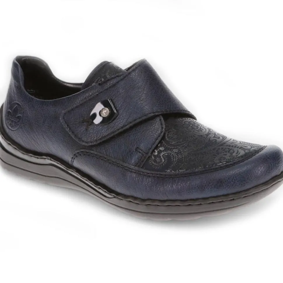 Patterned Touch-Fasten Shoes - Navy